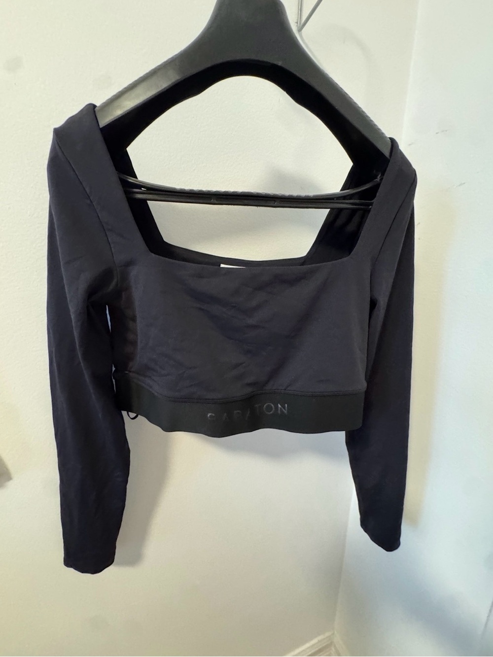 Aritzia Black Long Sleeve Square Neck Crop Top